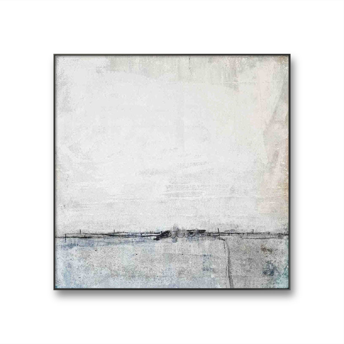 Klare Gedanken finden – Nahansicht der Struktur – grau-1es abstraktes Originalgemälde – intime Wirkung – stille Tiefe – direkt verfügbares Original