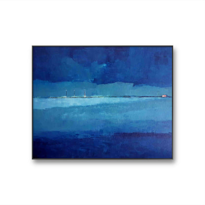 Auftragskunst, abstrakte Bilder, Urlaubsreise in Blau: Eine abstrakte maritime Landschaftskomposition,auftragskunst-blaues-bild, abstrakte Bilder kaufen ,