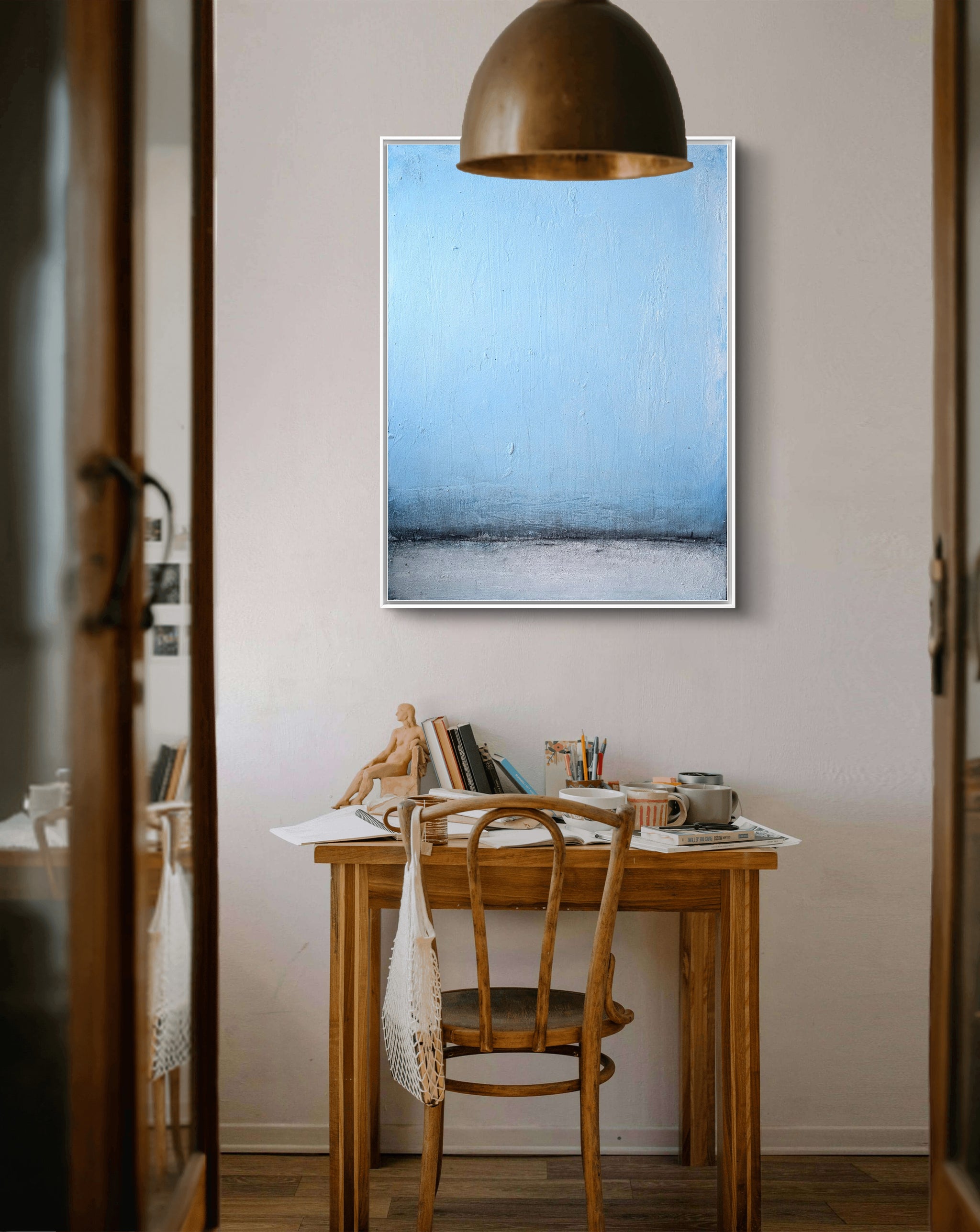 Neu!!!! Blaues abstraktes Gemälde – Nordtag - Studienreihe