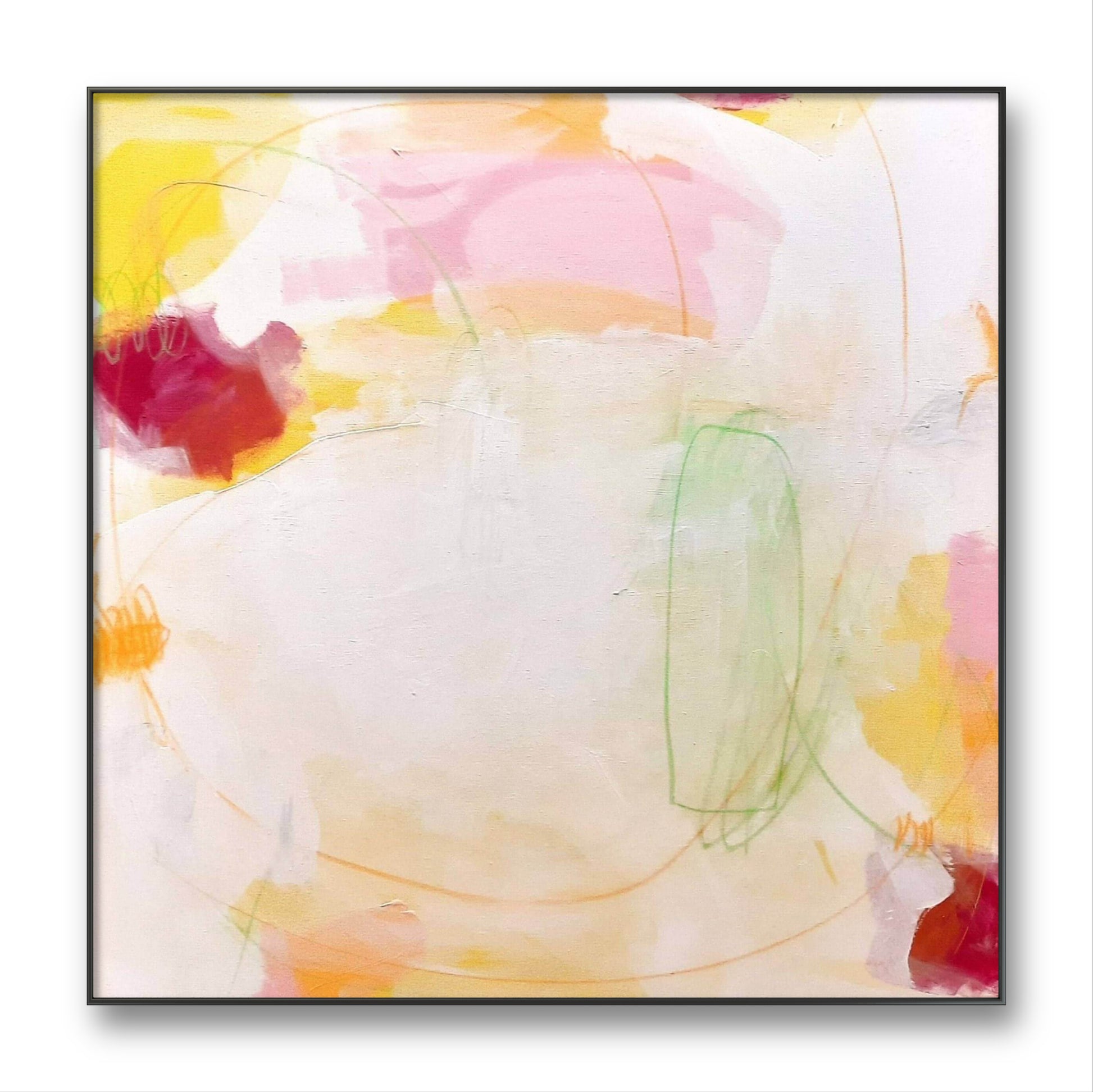 Auftragskunst, abstrakte Bilder, Picknick II: Ein frühlingshafter Augenschmaus in Pastell,moderne-kunst-pastell-weiss, abstrakte Bilder kaufen ,