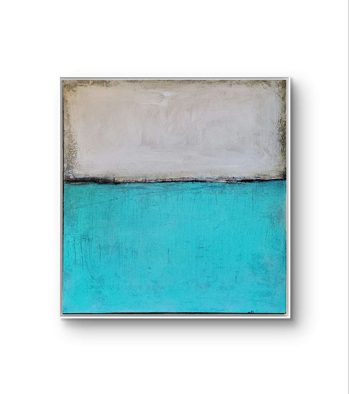 Wir schauen einfach mal - Bild in türkis weiß – modernes Leinwandbild, Detailansicht Motiv 1.0. Weiß und Türkis – Balance in Struktur und Farbe – Auftragsmalerei

Ein Unikat in Spachteloptik, das einen lebendigen, tü