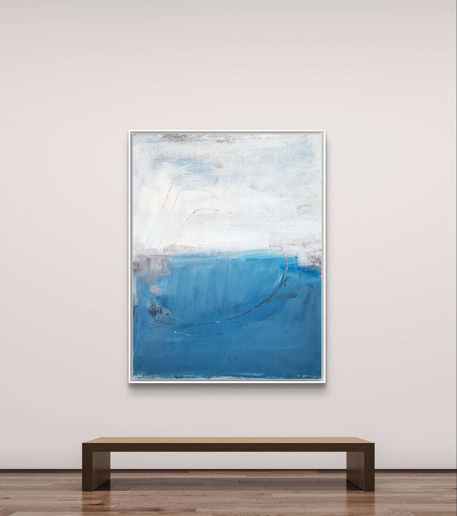 Abstraktes Gemälde – Meeresschwingungen – Abstrakte Wandkunst über Sofa