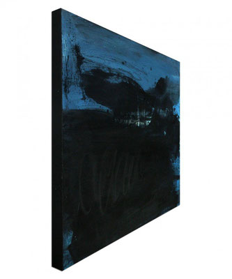Abstraktes schwarz blaues Bild als Auftrag für modernes Wohnen