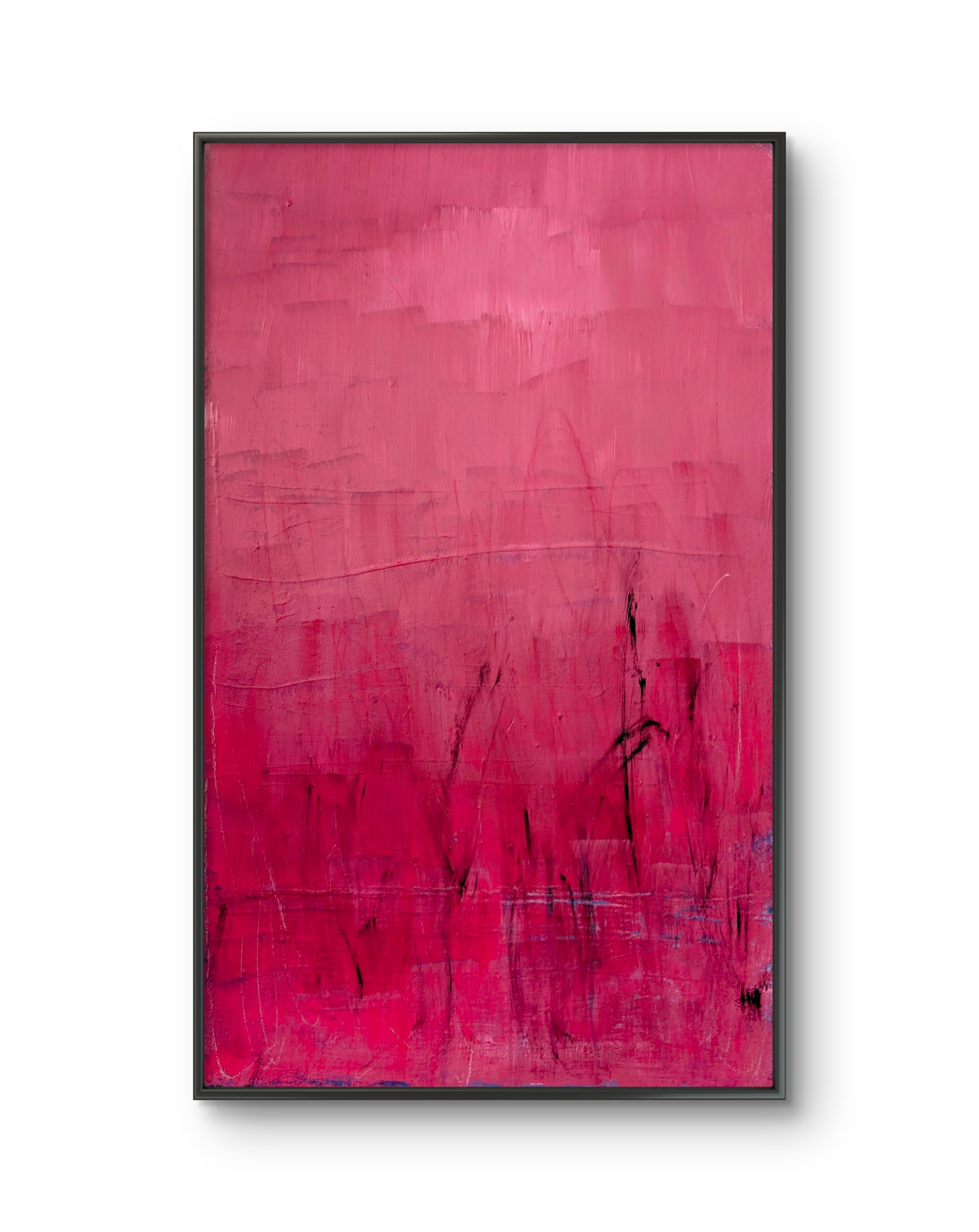 rotes Bild Wesenskraft – Material & Oberfläche – graues abstraktes Originalgemälde – feine Bildwirkung – konzentrierte Ruhe – Auftragsmalerei – Bild malen lassen