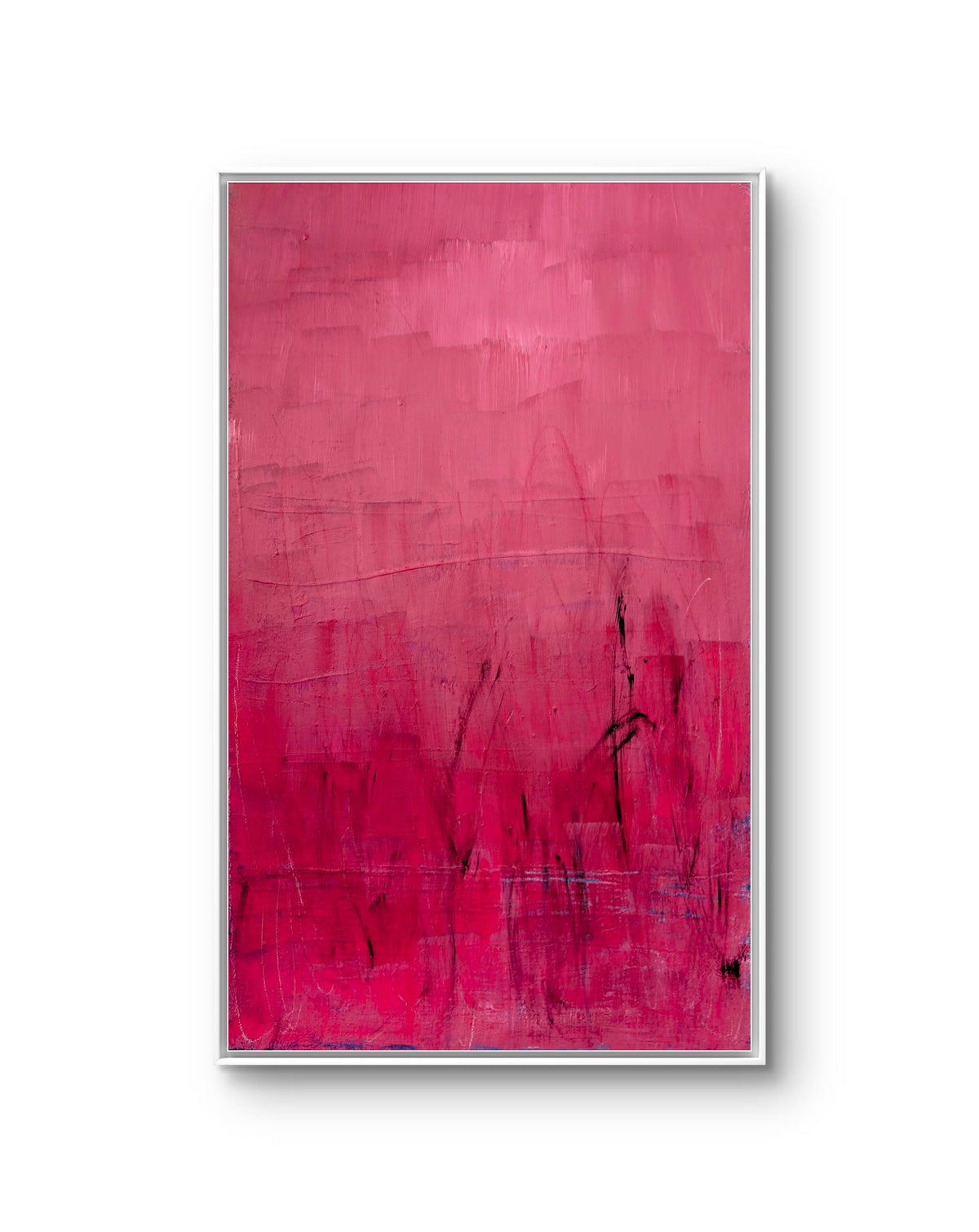 rotes Bild Wesenskraft – Raumwirkung Wohnzimmer – graues abstraktes Originalgemälde – harmonische Raumwirkung – entspannte Atmosphäre – Auftragsmalerei – Bild malen lassen