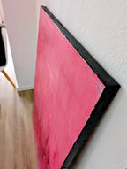 rotes Bild Wesenskraft – Emotionale Resonanz – graues abstraktes Originalgemälde – meditative Wirkung – innere Ruhe – Auftragsmalerei – Bild malen lassen