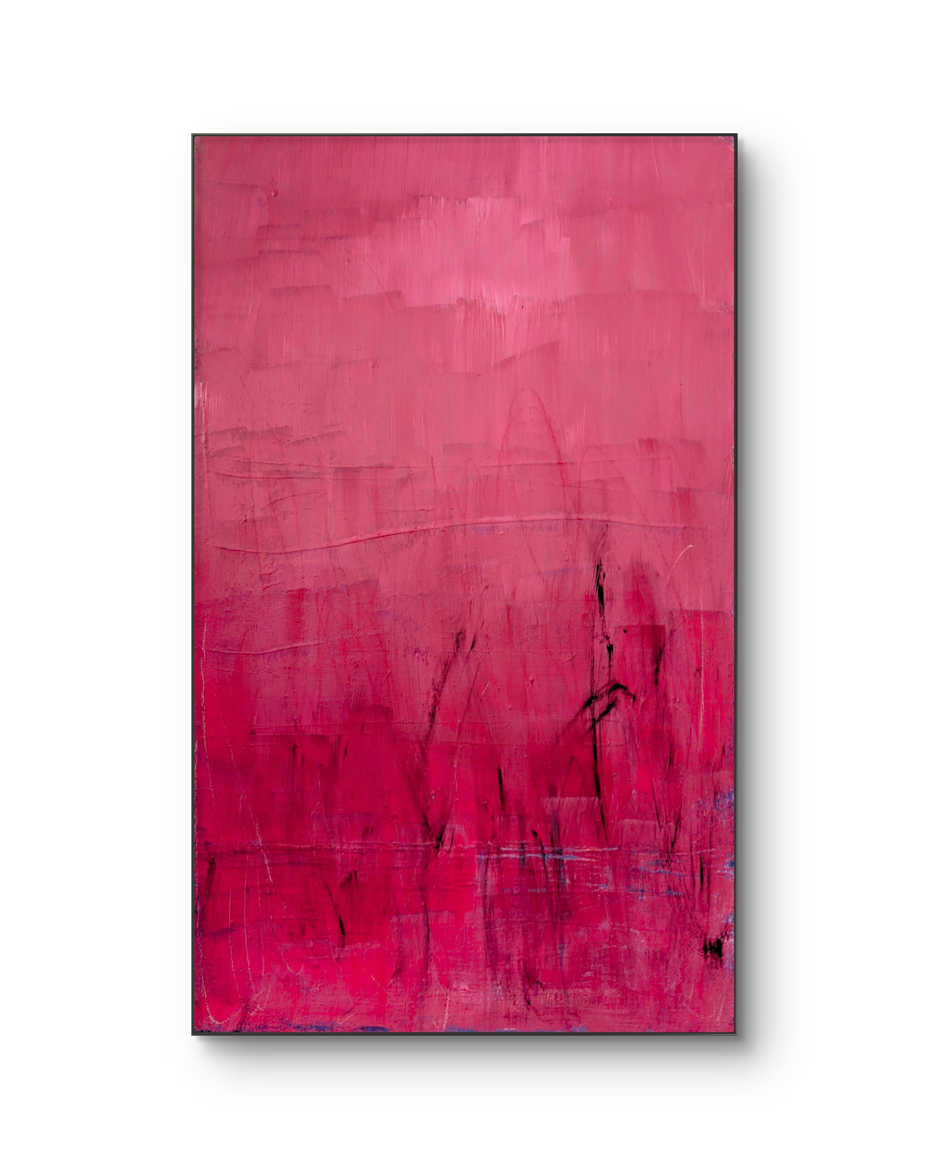 rotes Bild Wesenskraft – Künstlerische Handschrift – graues abstraktes Originalgemälde – authentische Wirkung – persönliche Note – Auftragsmalerei – Bild malen lassen