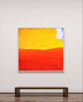 Abstraktes Gemälde Gelb – Abstraktes-bild-in-orange-und-gelb – Abstrakte Wandkunst über Sofa