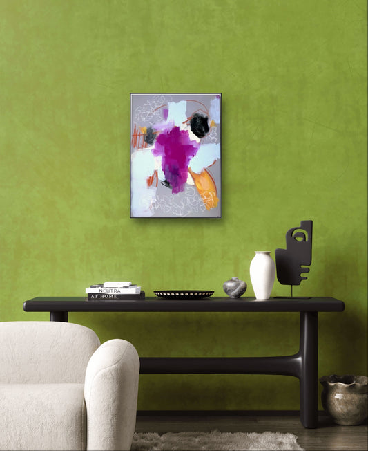 Acrylbild mit Schaf / lila grau / 50 x 40 / Art,abstrakte große Leinwandbilder abstrakte Bilder kaufen ,