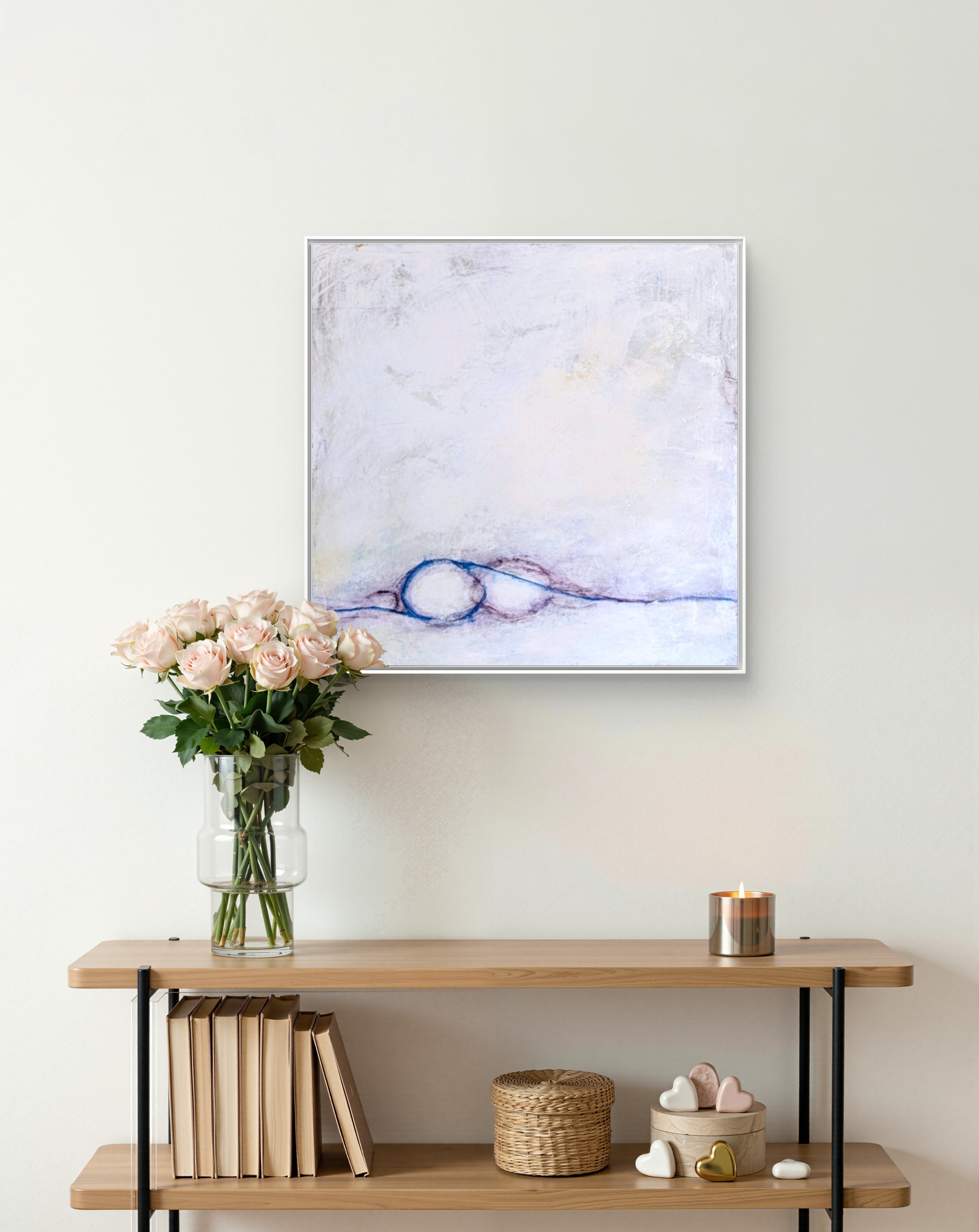 Abstraktes Gemälde – Sommeranfang weiß lila