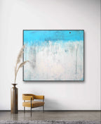 Personalisierte Auftragskunst und Gemälde: ankunft-blaues-weisses-bild-kratztechnik – Kategorie: Originalgemälde – Hersteller: 