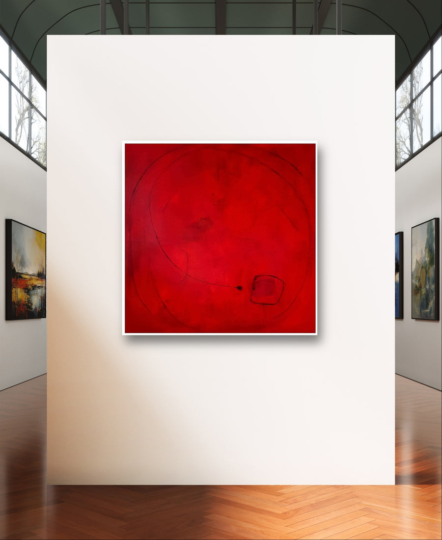 Abstraktes Gemälde für Wohnzimmer – Sommerzeit 120 X 120 Cm – Wohnzimmer Sofa Einzelstück Verfügbar – Zeitgenössische Kunst in Wohnraumansicht