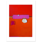 Abstraktes rotes Poster Teatime“ – Großes Gemälde in modernem Wohnzimmer