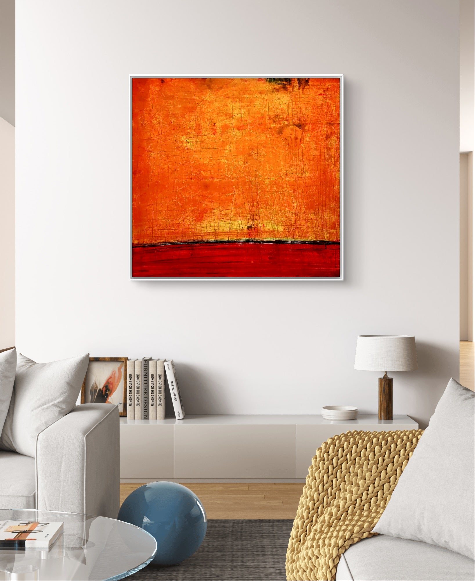 Ankerpunkte, Auftragskunst, abstrakte Bilder, Kunst, Bilder auf Leinwand, oranges-abstraktes-bild-landschaft-titel-ankerpunkte-auf-120-x-120-cm, abstrakte Bilder kaufen 