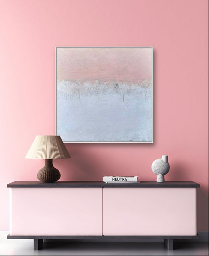 Auftragskunst, abstrakte Bilder, Tupftechnik & harmonische Farbkombination in Weiß und Altrosa,rosa-weisse-bilder-kaufen, abstrakte Bilder kaufen ,