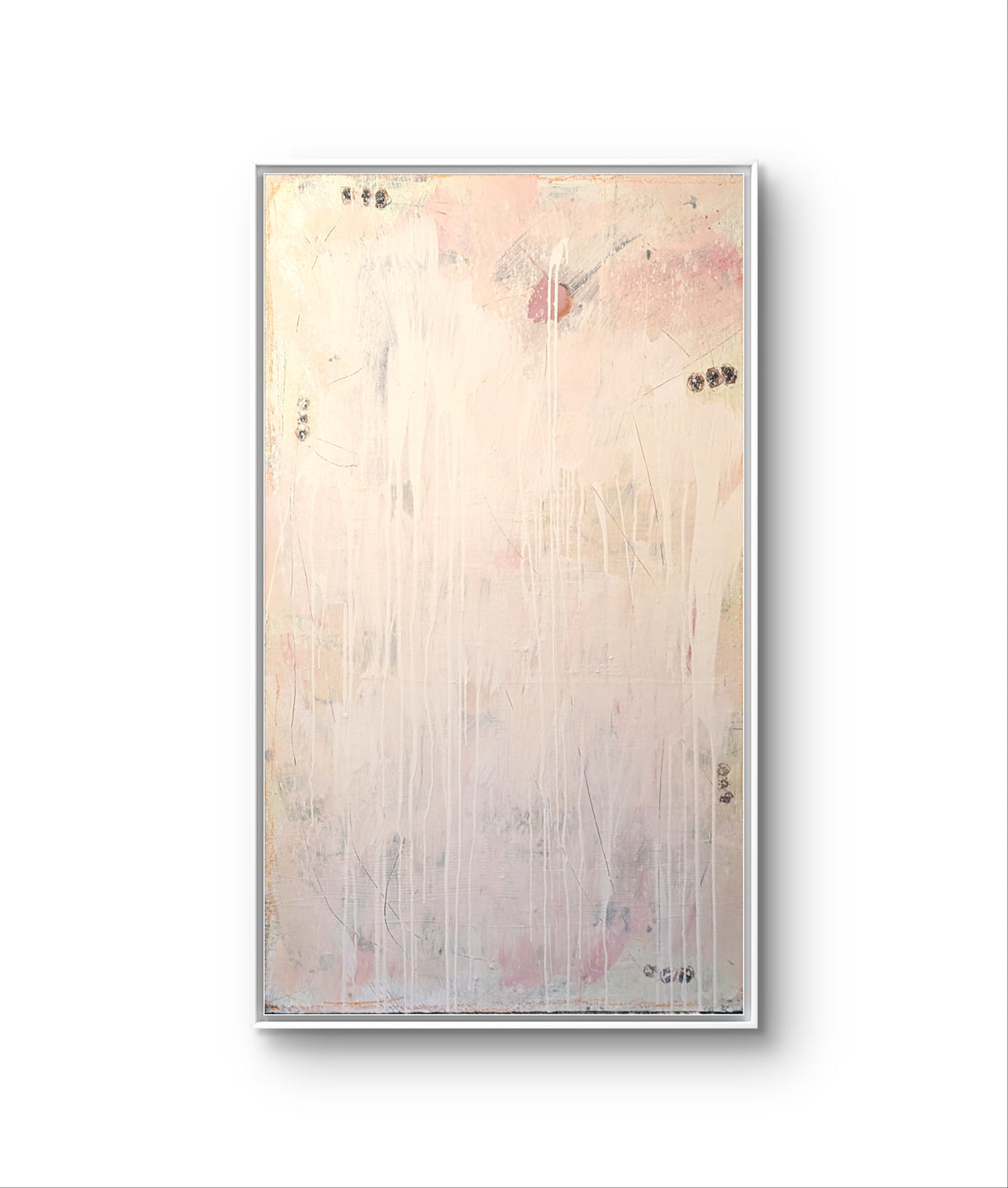 großes rosa; weiss; beigees Original Gemälde Eichhörnchentanz - 180 x 100 cm sofort lieferbar – großes Leinwandbild für Wohnzimmer über Sofa, direkt versandbereit