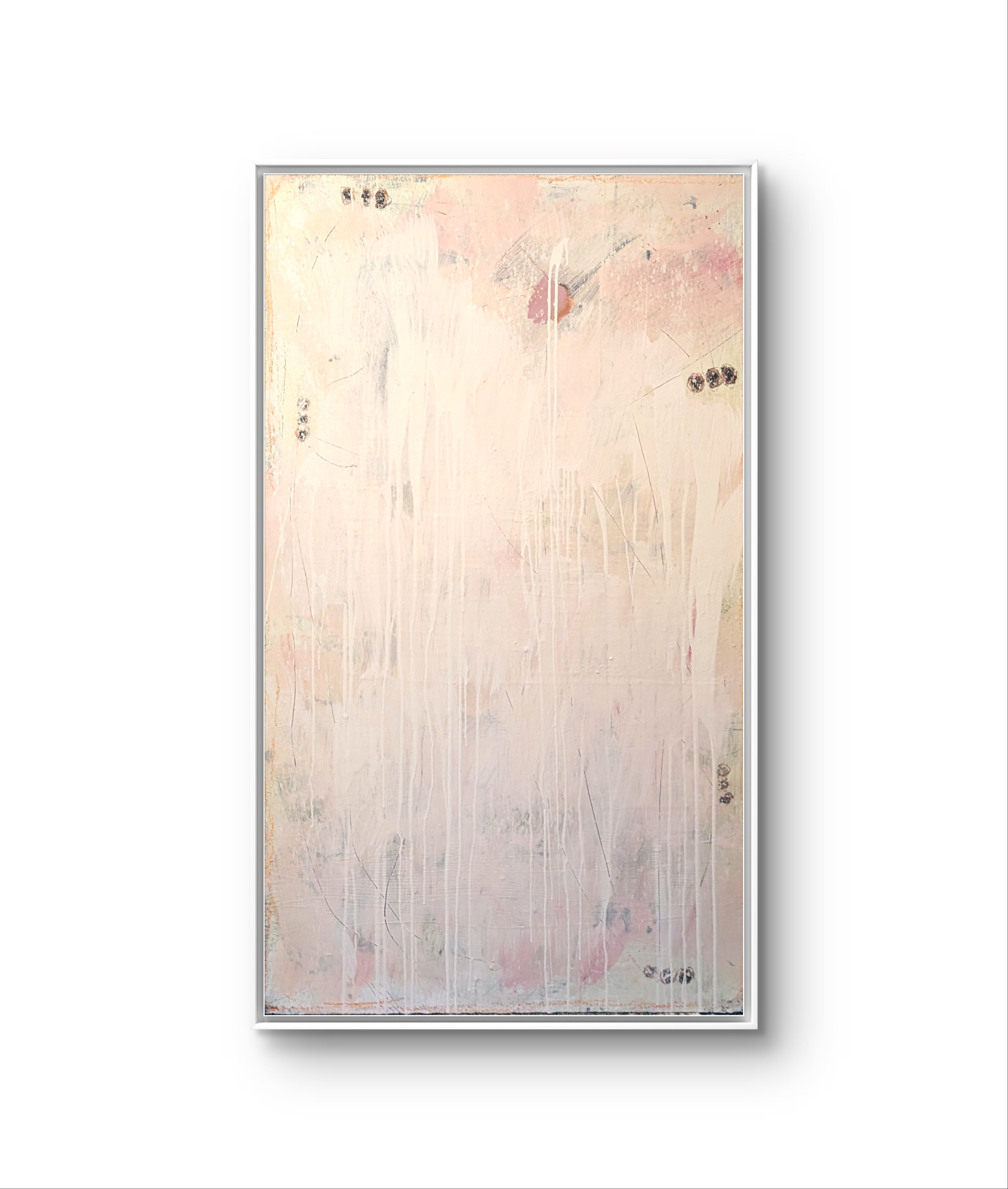 großes rosa; weiss; beigees Original Gemälde Eichhörnchentanz - 180 x 100 cm sofort lieferbar – großes Leinwandbild für Wohnzimmer über Sofa, direkt versandbereit