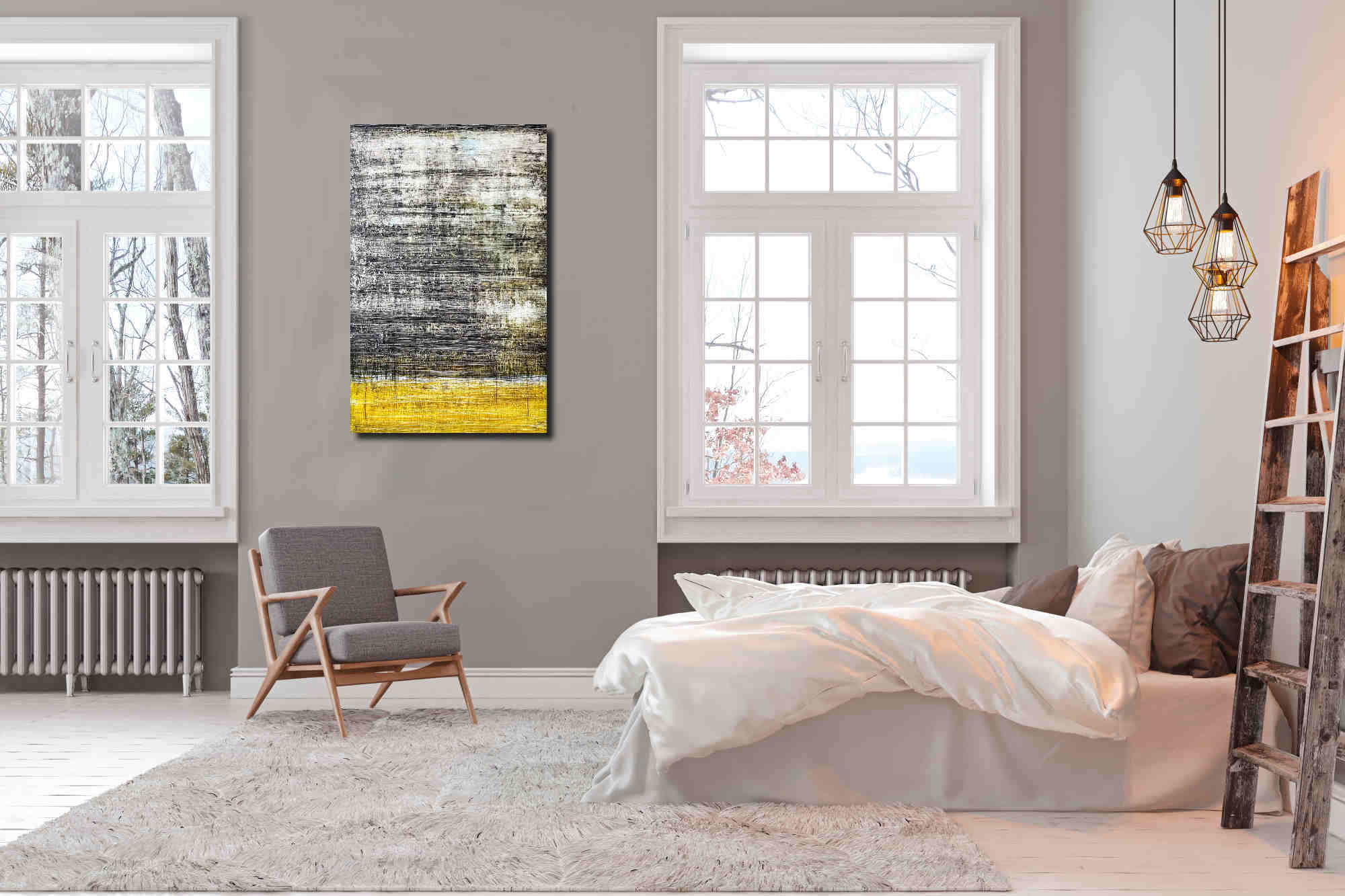 Personalisierte Auftragskunst und Gemälde: schwarz-gelbes-bild-modern – Kategorie: Originalgemälde – Hersteller: 