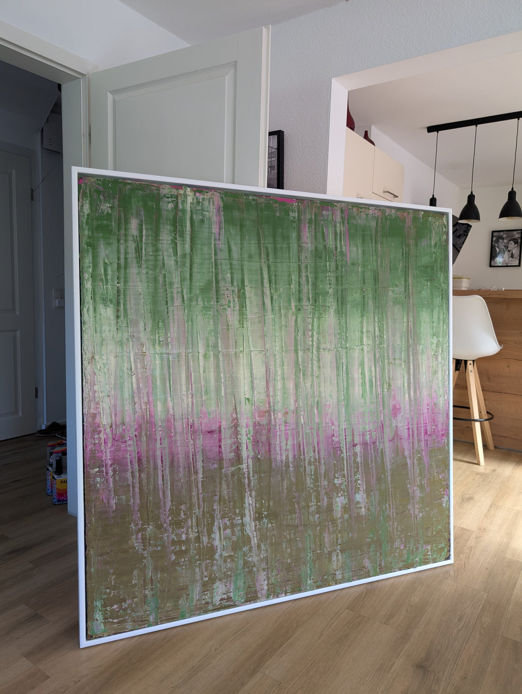 Waldbaden grünes xxl Bild – sofort versandbereites Leinwandbild in nan, großes Kunstwerk für moderne Wohnräume