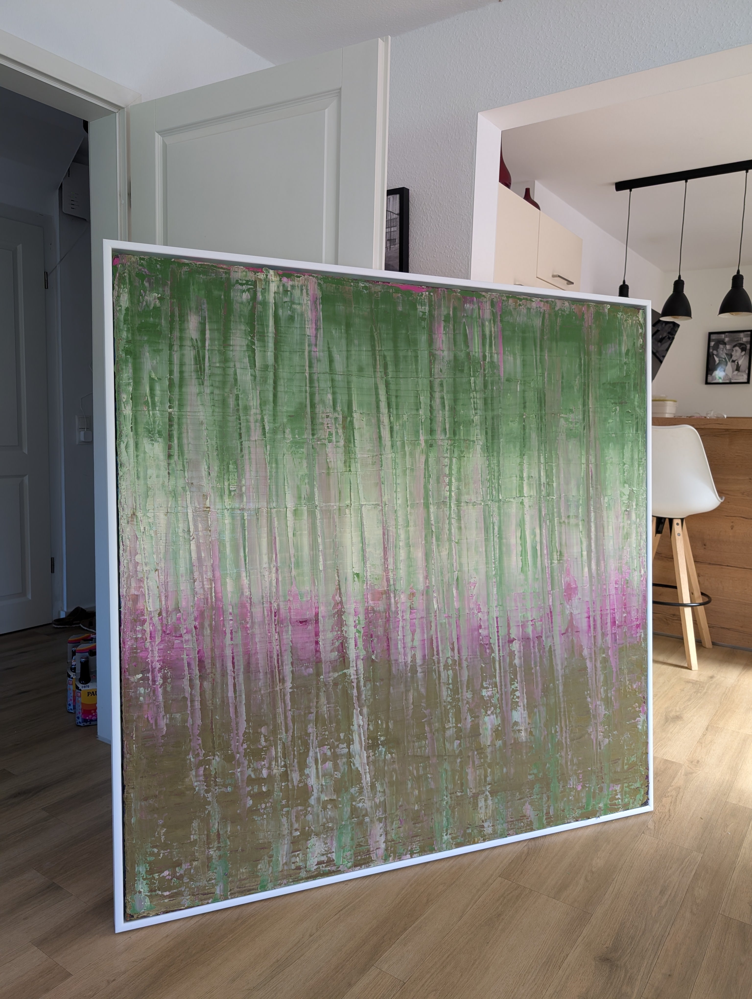 Waldbaden grünes xxl Bild – sofort versandbereites Leinwandbild in nan, großes Kunstwerk für moderne Wohnräume