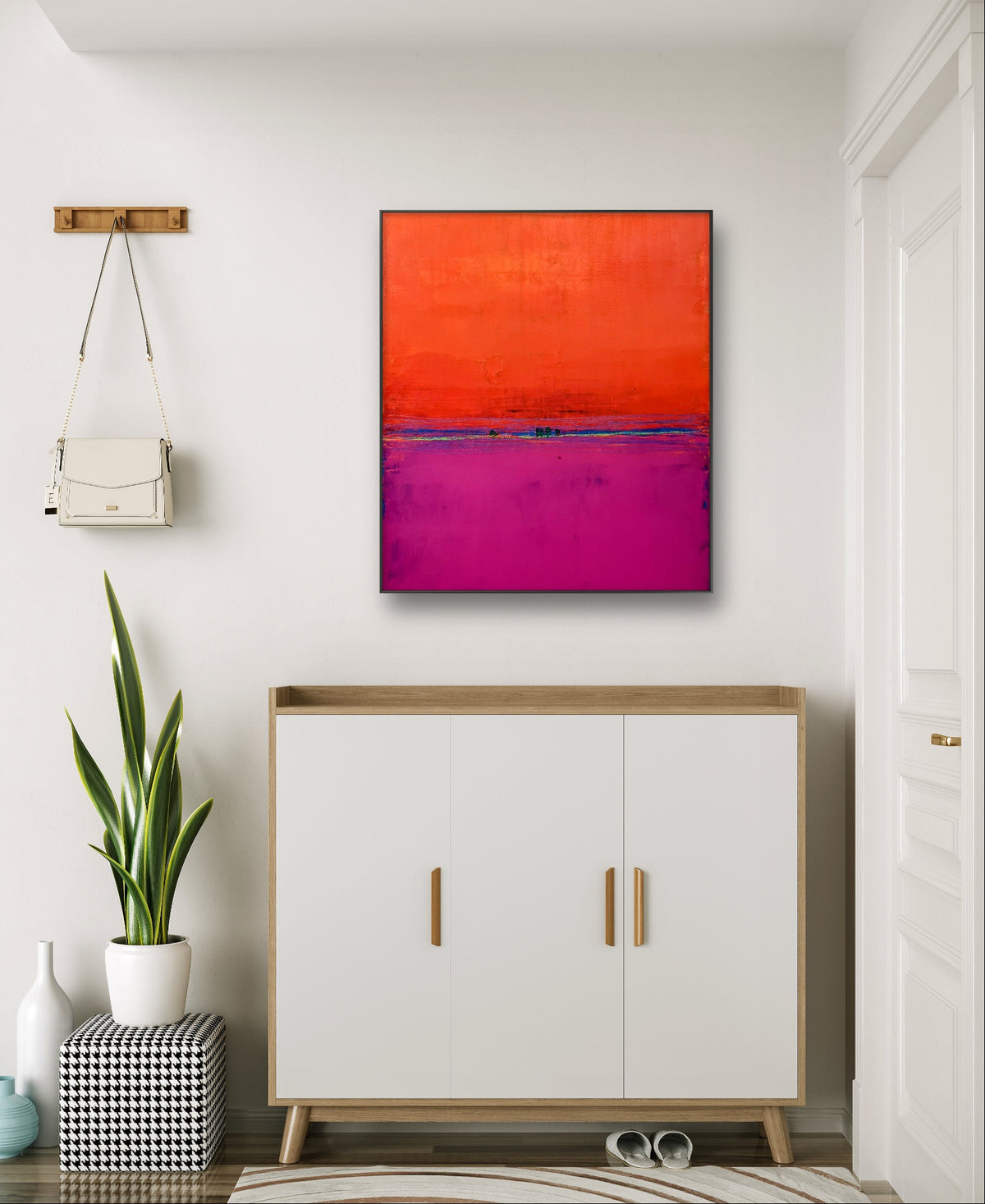 Abstraktes Gemälde Rot – Rote-abstrakte-auftragskunst – Abstrakte Wandkunst über Sofa