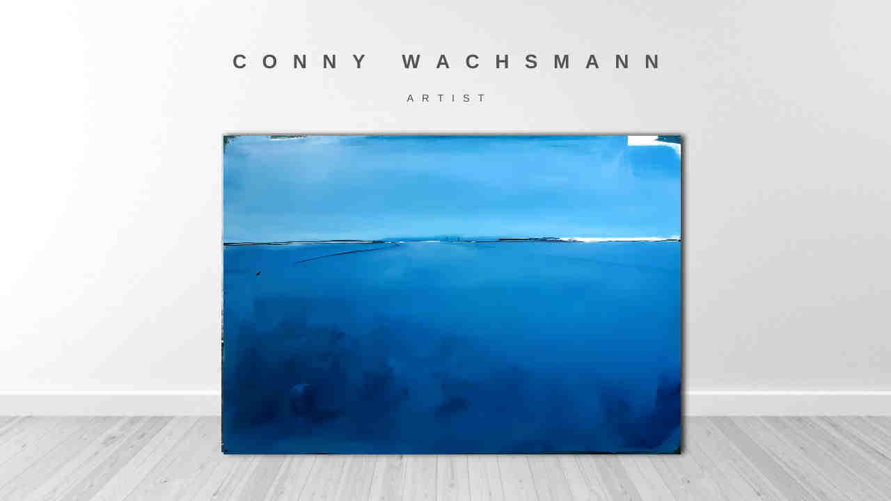 Ruhe und Weite: Abstrakte Landschaftsmalerei in Blau, Conny Wachsmann, Artist, Bilder auf Leinwand, abstrakte-auftragsmalerei-kunst-blau, abstrakte Bilder kaufen 