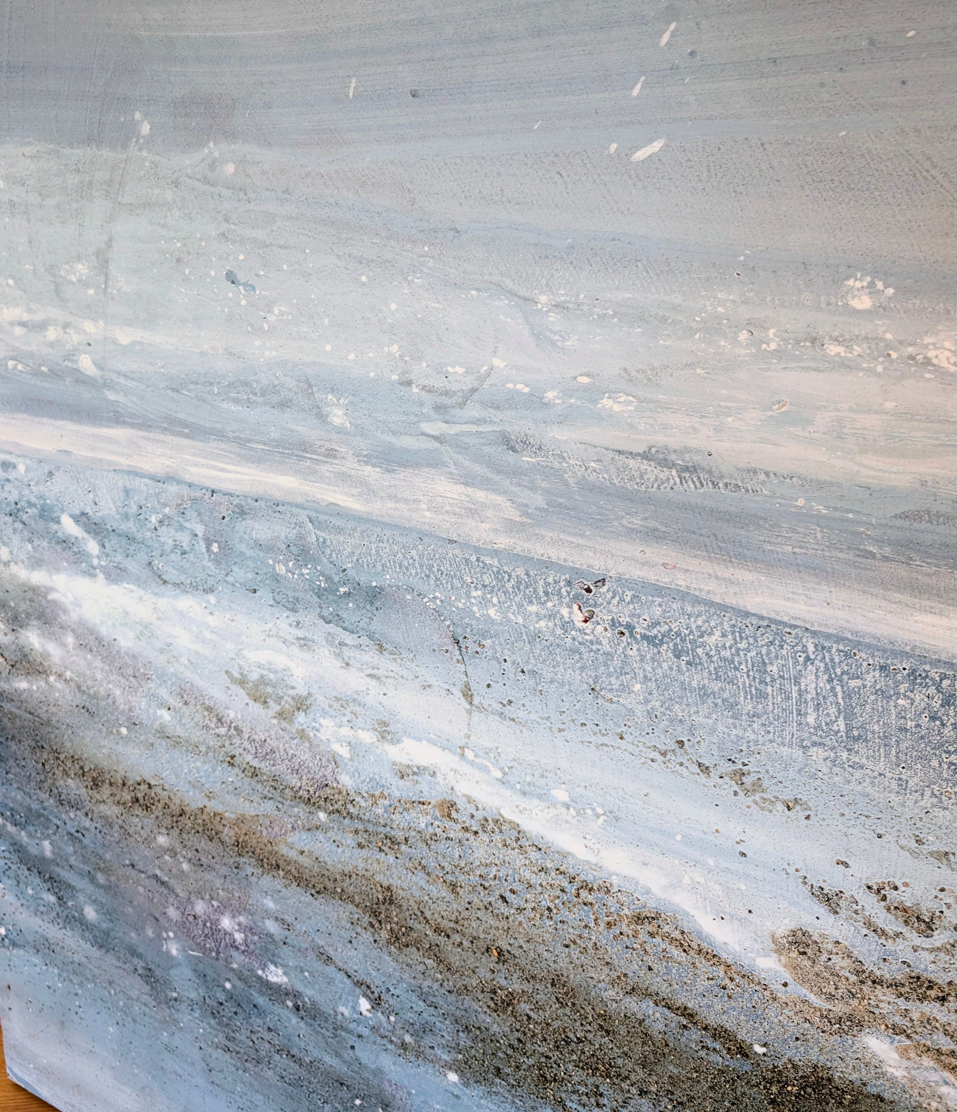 Detailaufnahme Zeitgenössisches blaues Gemälde, abstrakte Wandkunst für modernes Wohnen