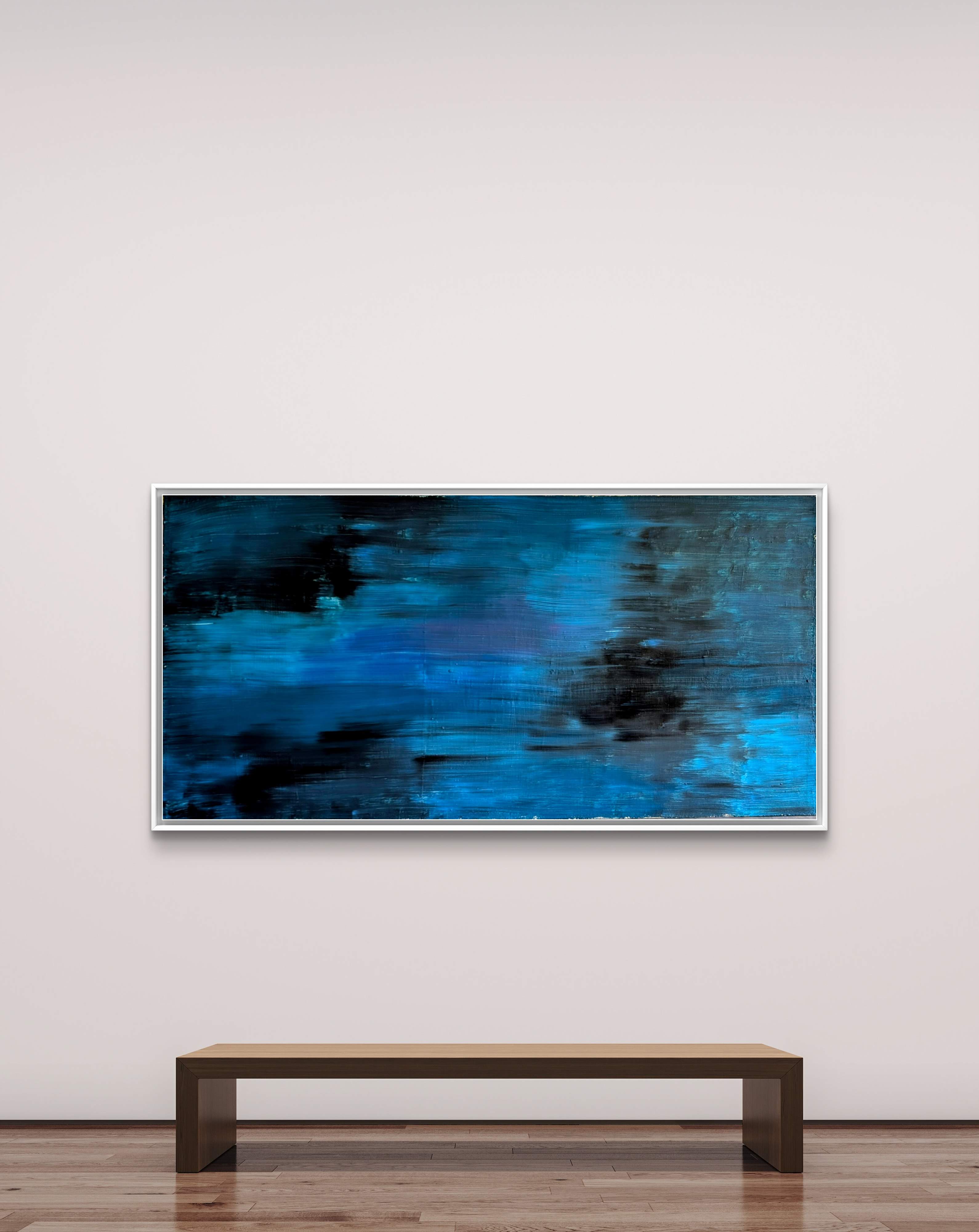 Blaues Bild für Sofa – Großes Gemälde in modernem Wohnzimmer
