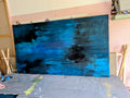 Blaues Bild für Sofa – Kunst für hohe Räume und große Wände