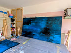 Blaues Bild für Sofa – Großformatiges Wandbild für stilvolle Einrichtung