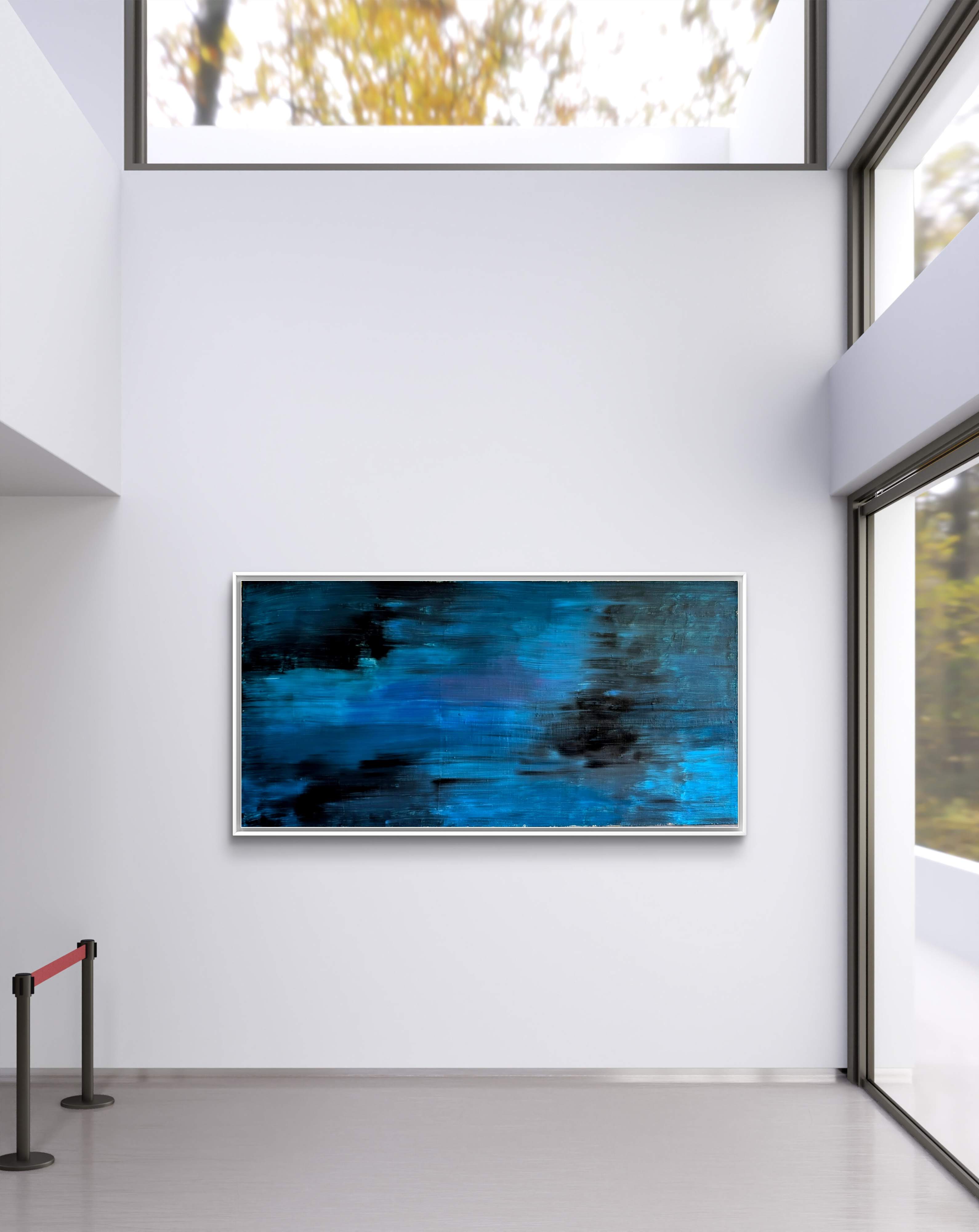 Blaues Bild für Sofa – XXL Kunstwerk als Blickfang im Wohnraum