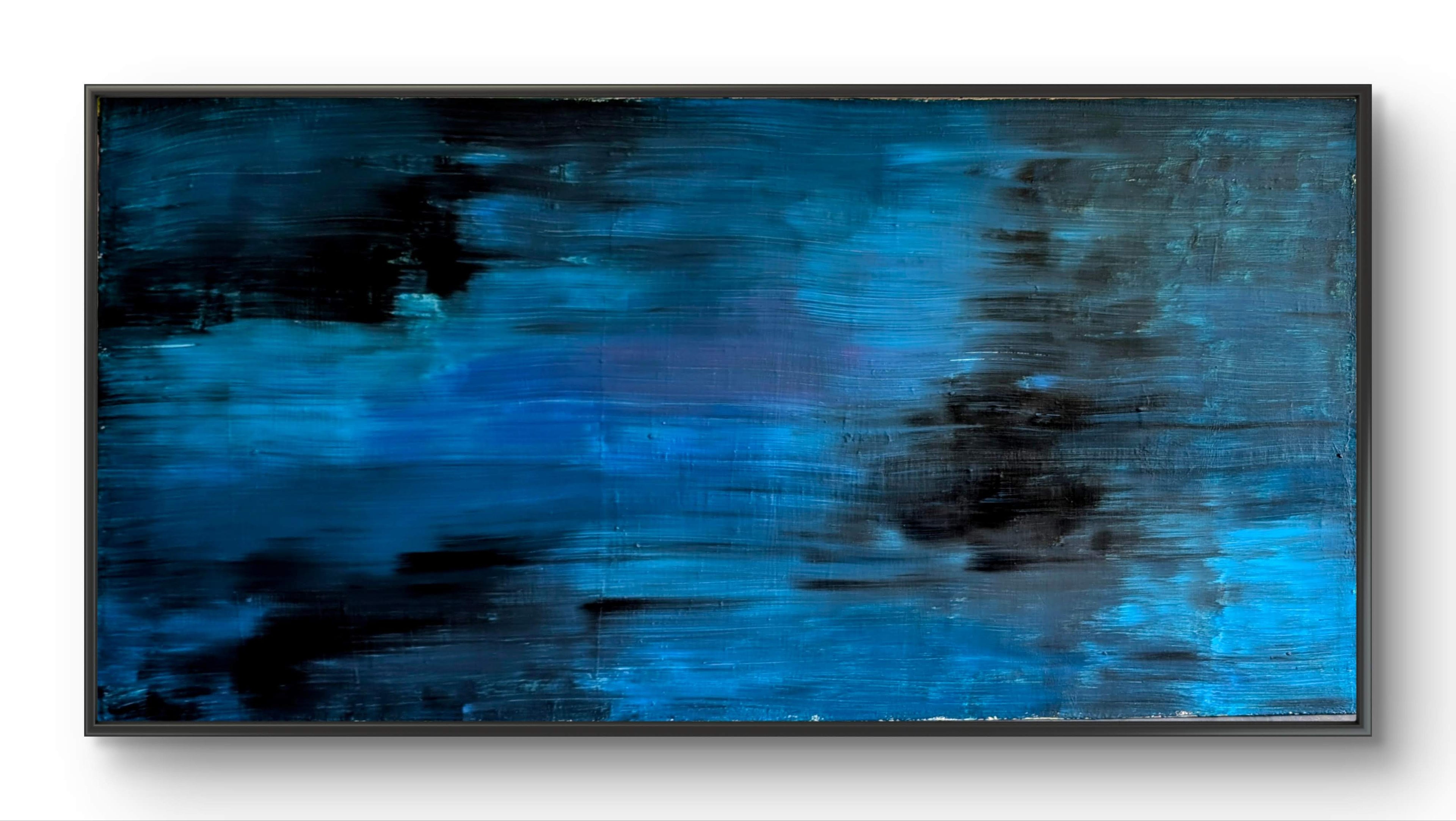 Blaues Bild für Sofa – Abstrakte Wandkunst über Sofa