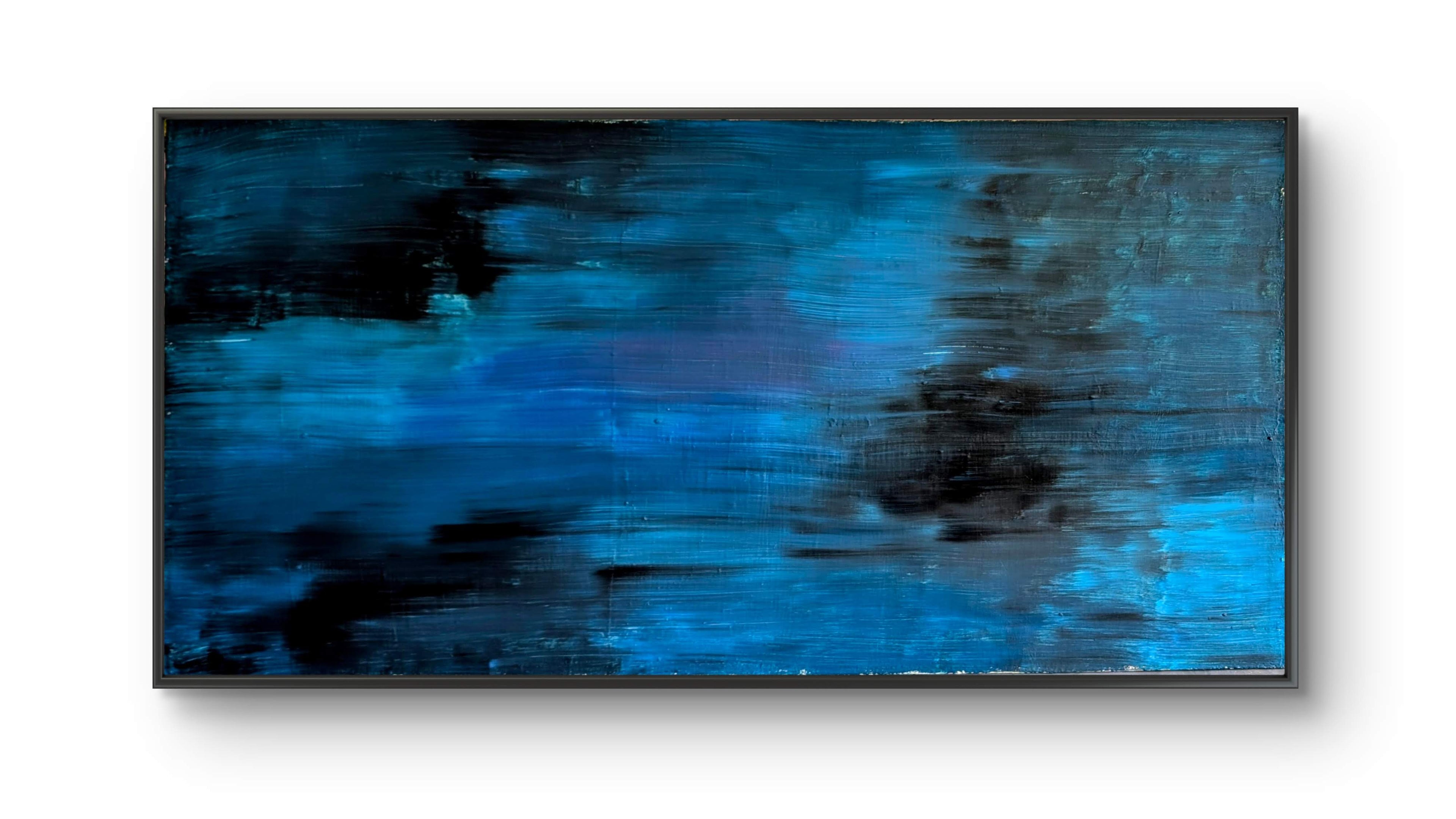 Blaues Bild für Sofa – XXL Kunstwerk als Blickfang im Wohnraum