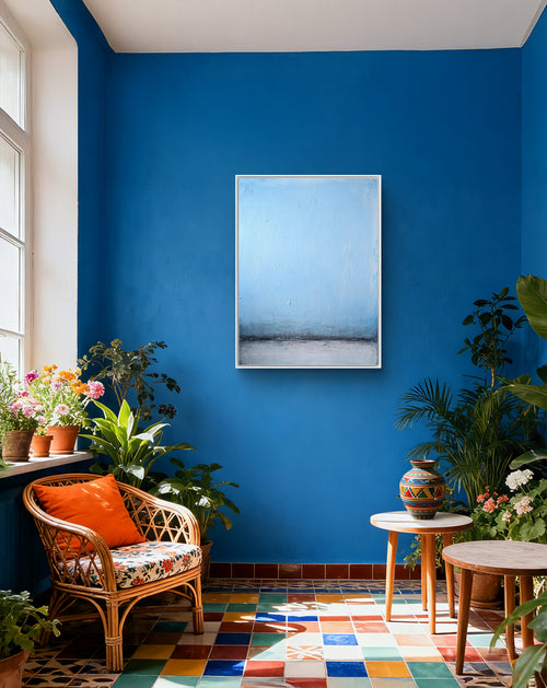 Neu!!!! Blaues abstraktes Gemälde – Nordtag - Studienreihe – Moderne Kunst für offene Wohnbereiche