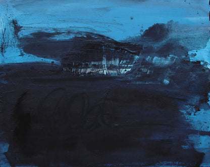 Abstraktes schwarz blaues Bild als Auftrag für modernes Wohnen