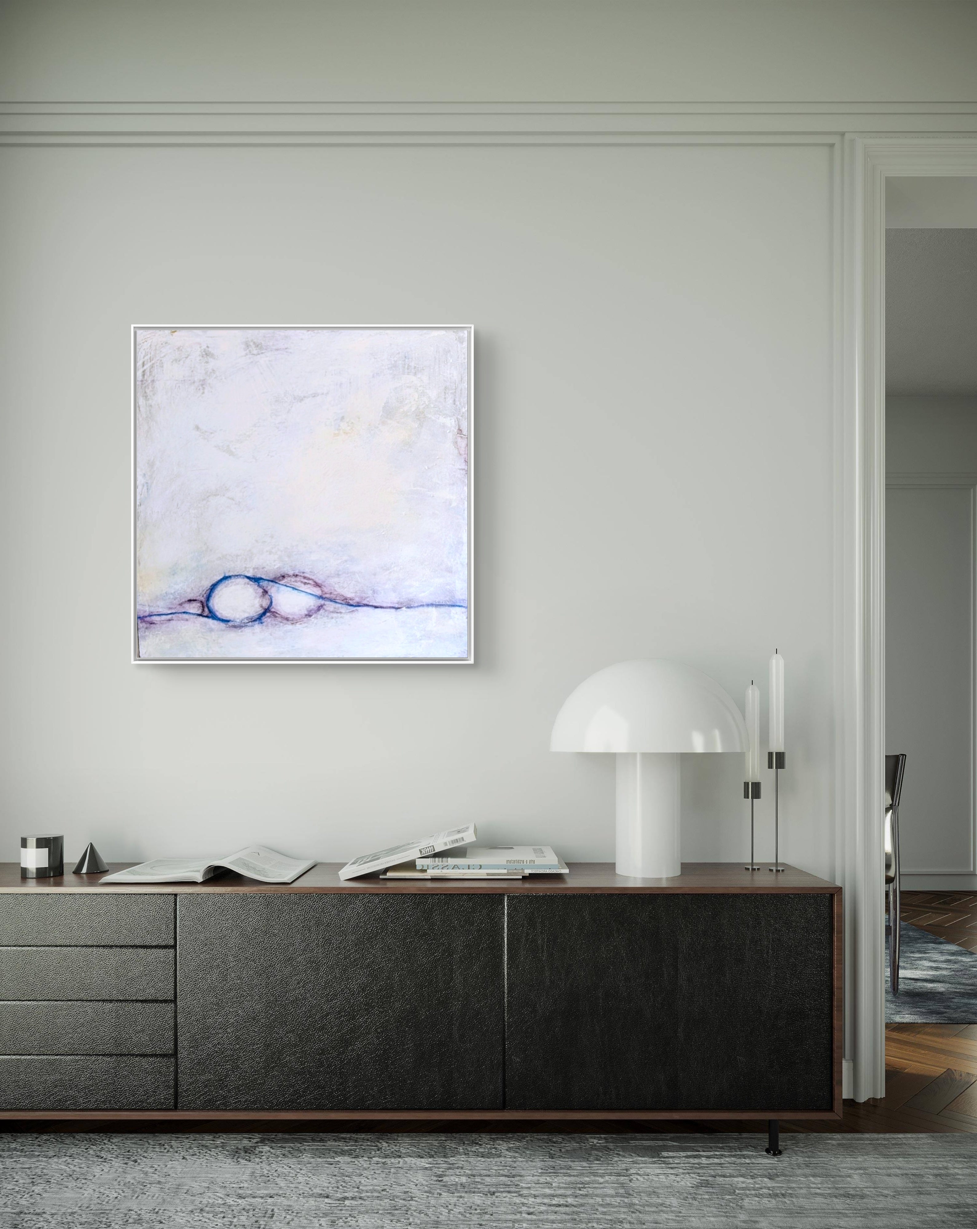 Abstraktes Gemälde – Sommeranfang weiß lila