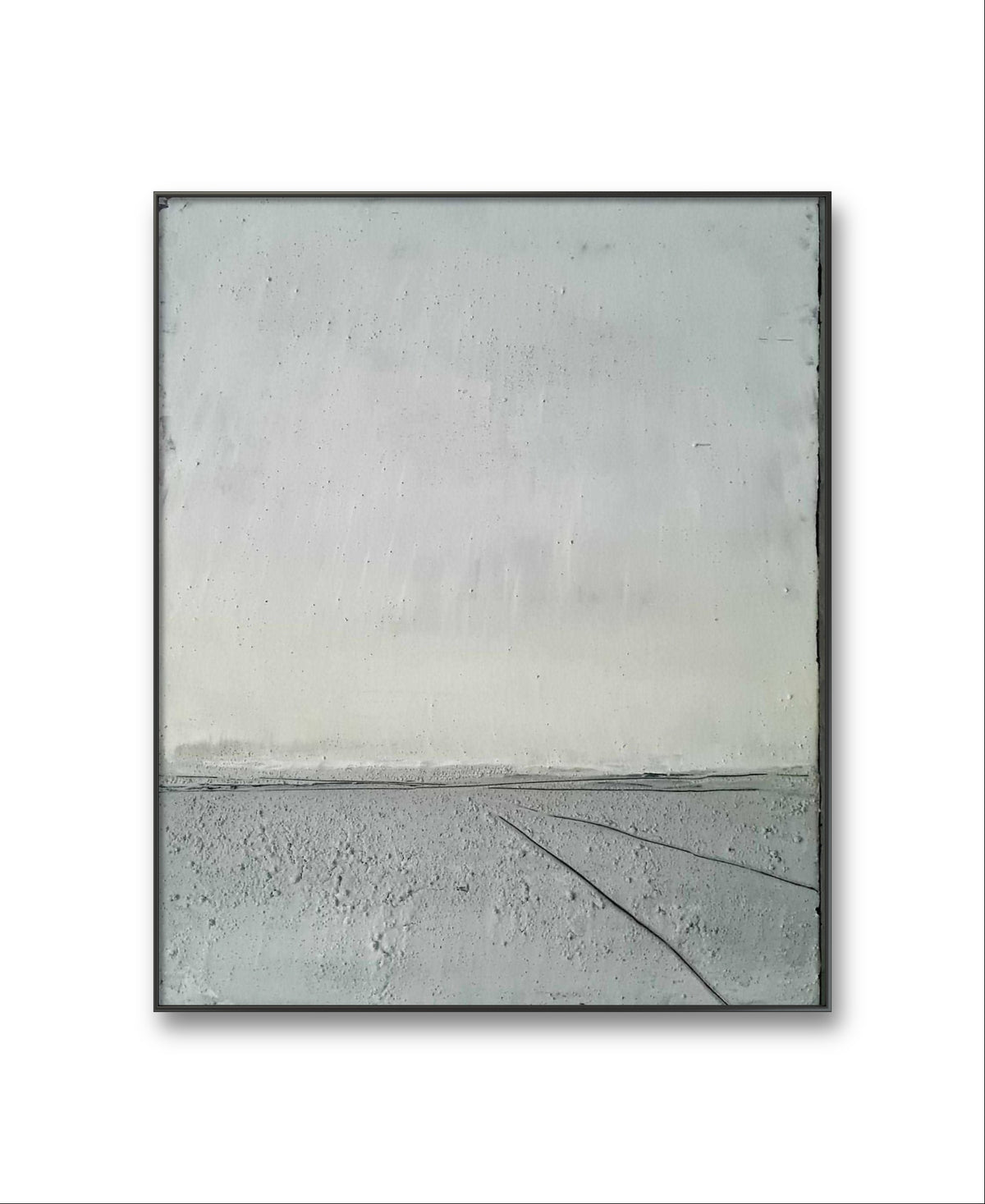 Ruhe II – modernes Leinwandbild, Detailansicht Motiv 1.0. Ruhe 2 – Zeitlose Eleganz in Grau
Ein Gemälde, das die Wirkung der Farbe Grau einfängt. Der zentrale Pfad im Bild steht 