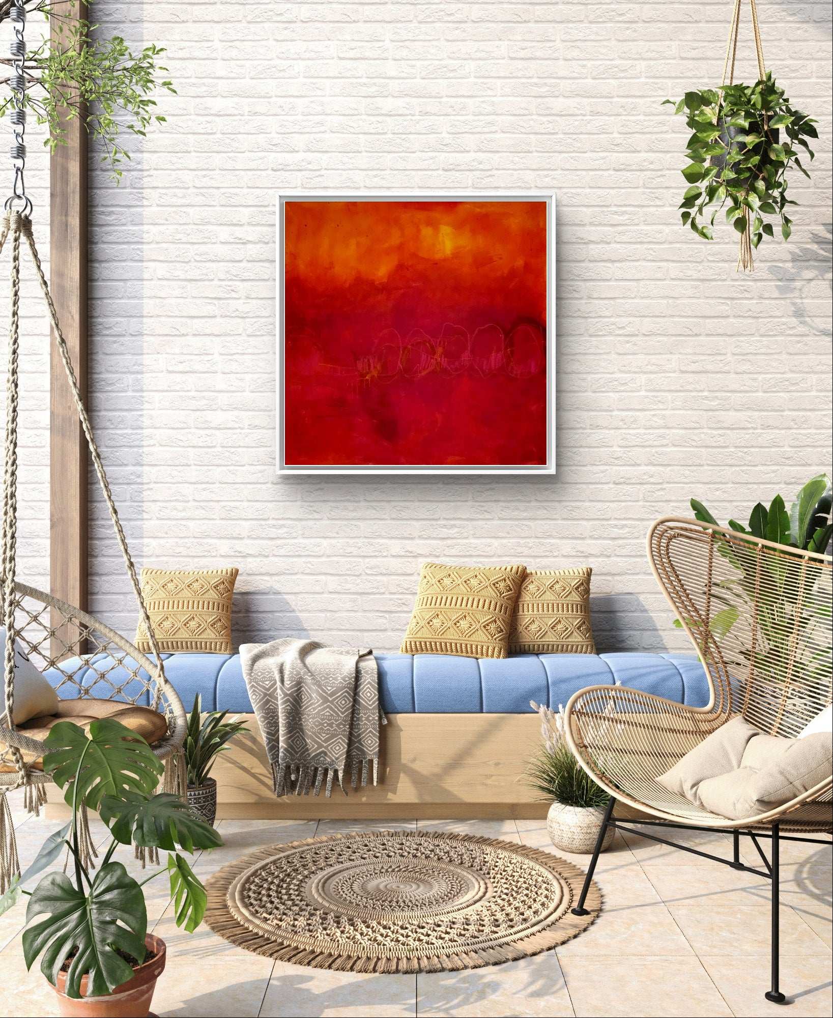 Rotes Bild - Im Fluss der Bewegung – sofort versandbereites Leinwandbild in nan, großes Kunstwerk für moderne Wohnräume