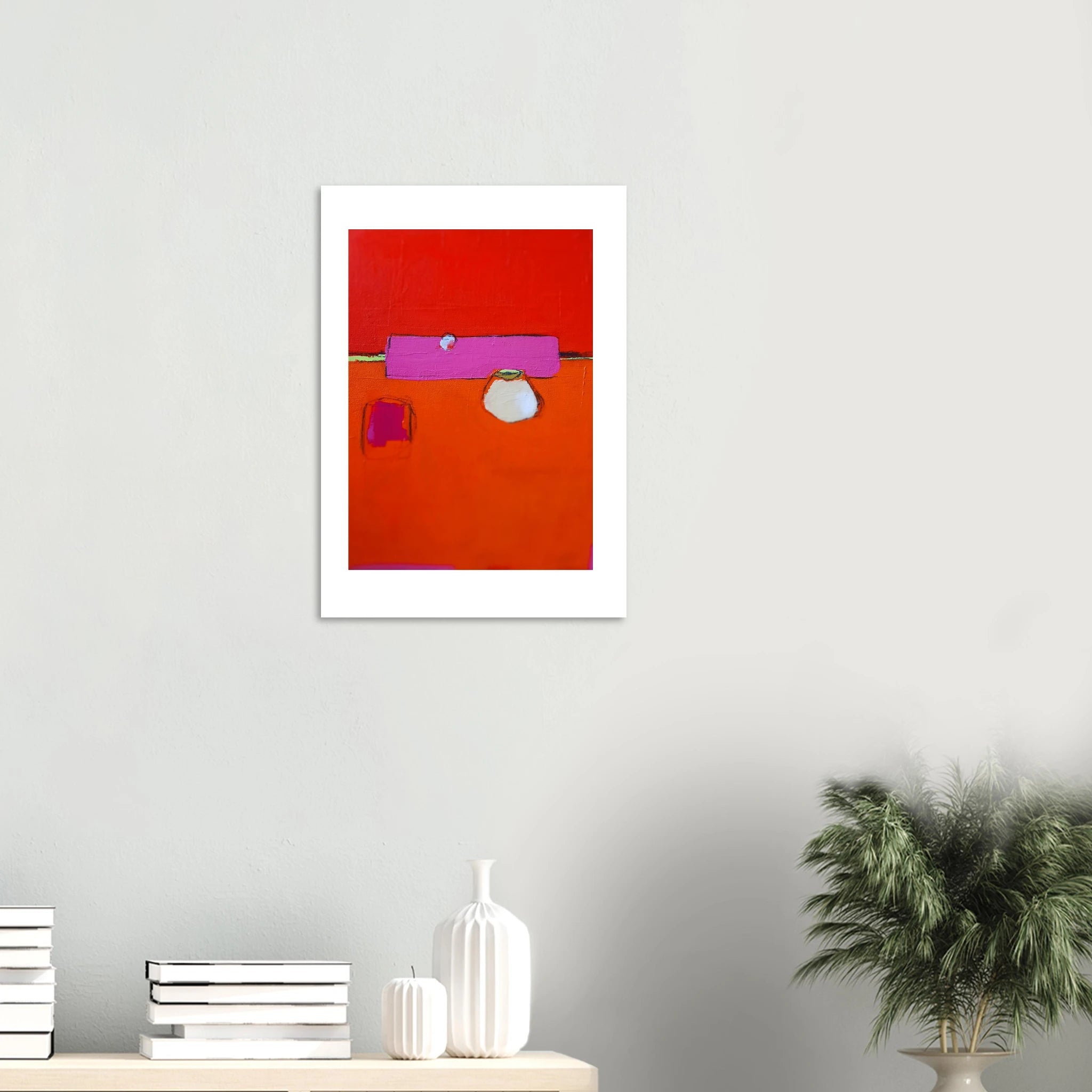 Abstraktes rotes Poster Teatime“ – Großformatiges Wandbild für stilvolle Einrichtung