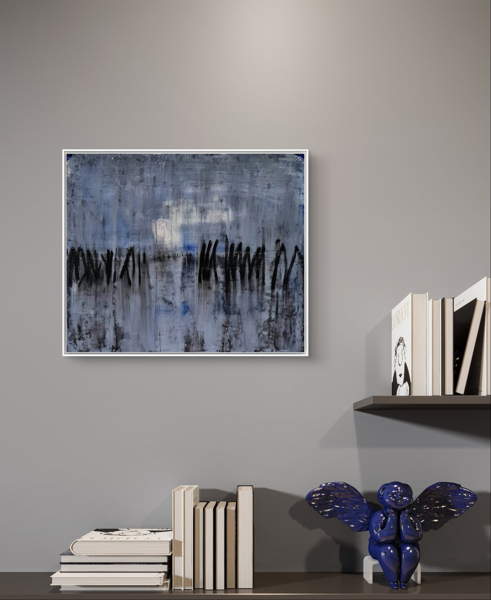 Personalisierte Auftragskunst und Gemälde: blaue-bilder-auftragskunst-lagerfeuer – Kategorie: Originalgemälde – Hersteller: 