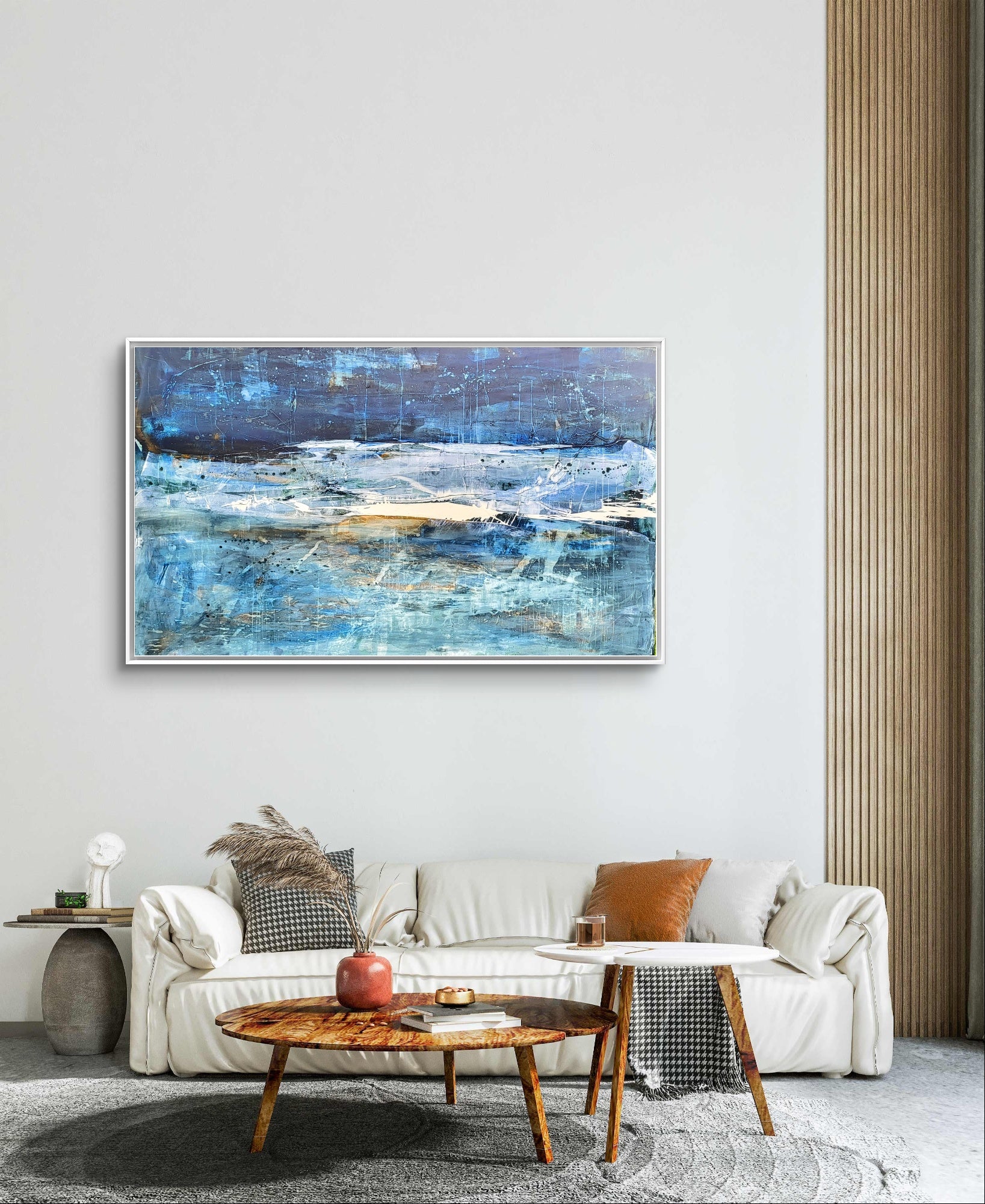 Großes blaues Bild - Nachtfahrt – sofort versandbereites Leinwandbild in nan, großes Kunstwerk für moderne Wohnräume