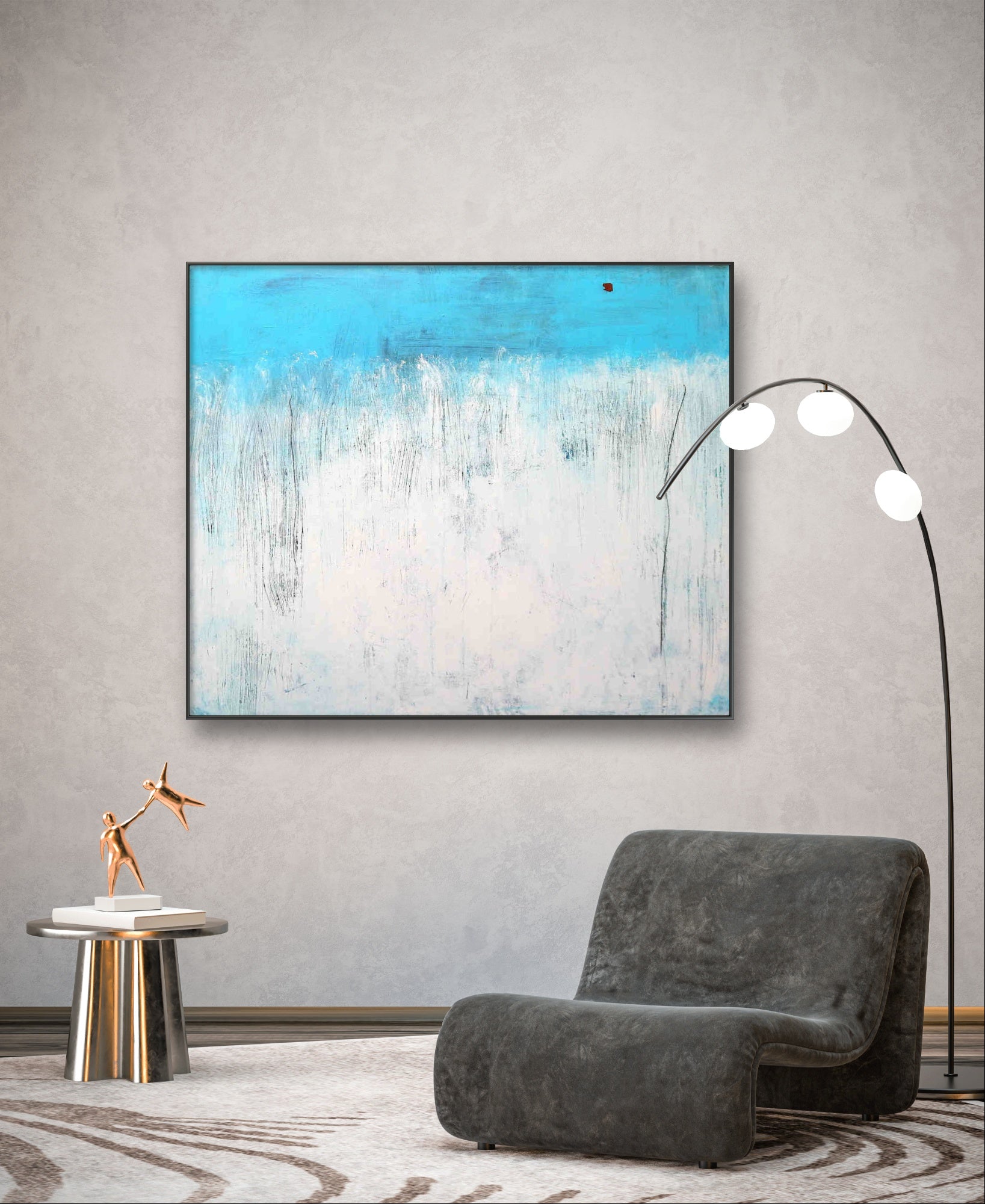 Personalisierte Auftragskunst und Gemälde: ankunft-blaues-weisses-bild-kratztechnik – Kategorie: Originalgemälde – Hersteller: 