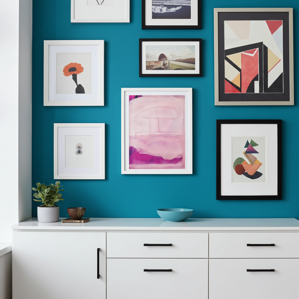 Abstraktes pinkes Poster "Sommerhusche“ – XXL Kunstwerk als Blickfang im Wohnraum
