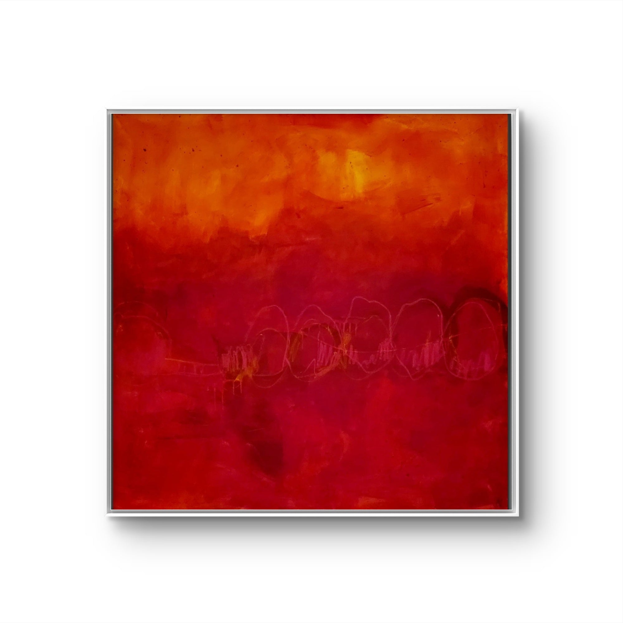 200.0cm cm großes rotes Original Gemälde Rotes Bild - Im Fluss der Bewegung sofort lieferbar – großes Leinwandbild für Wohnzimmer über Sofa, direkt versandbereit