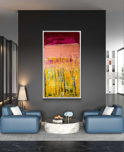 Gelbes rotes Bild 180 x 100 cm - In Farbwelten betten,abstrakte große Leinwandbilder abstrakte Bilder kaufen ,