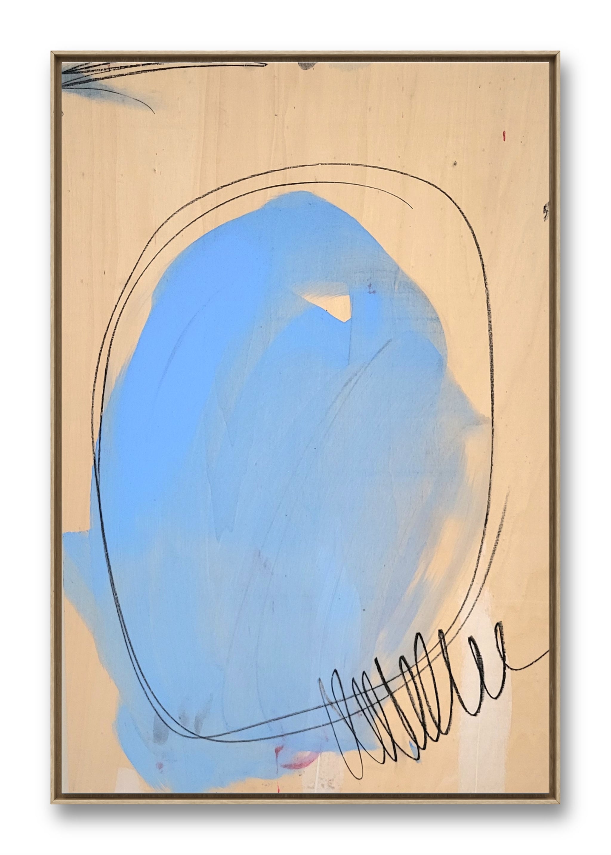 Aura des Himmels – modernes Leinwandbild, Detailansicht Motiv 1.0. Frische und Kreativität auf Spanplatte Das Kunstwerk „Aura des Himmels“ verbindet naturbelassenes Holz mit erfrischendem