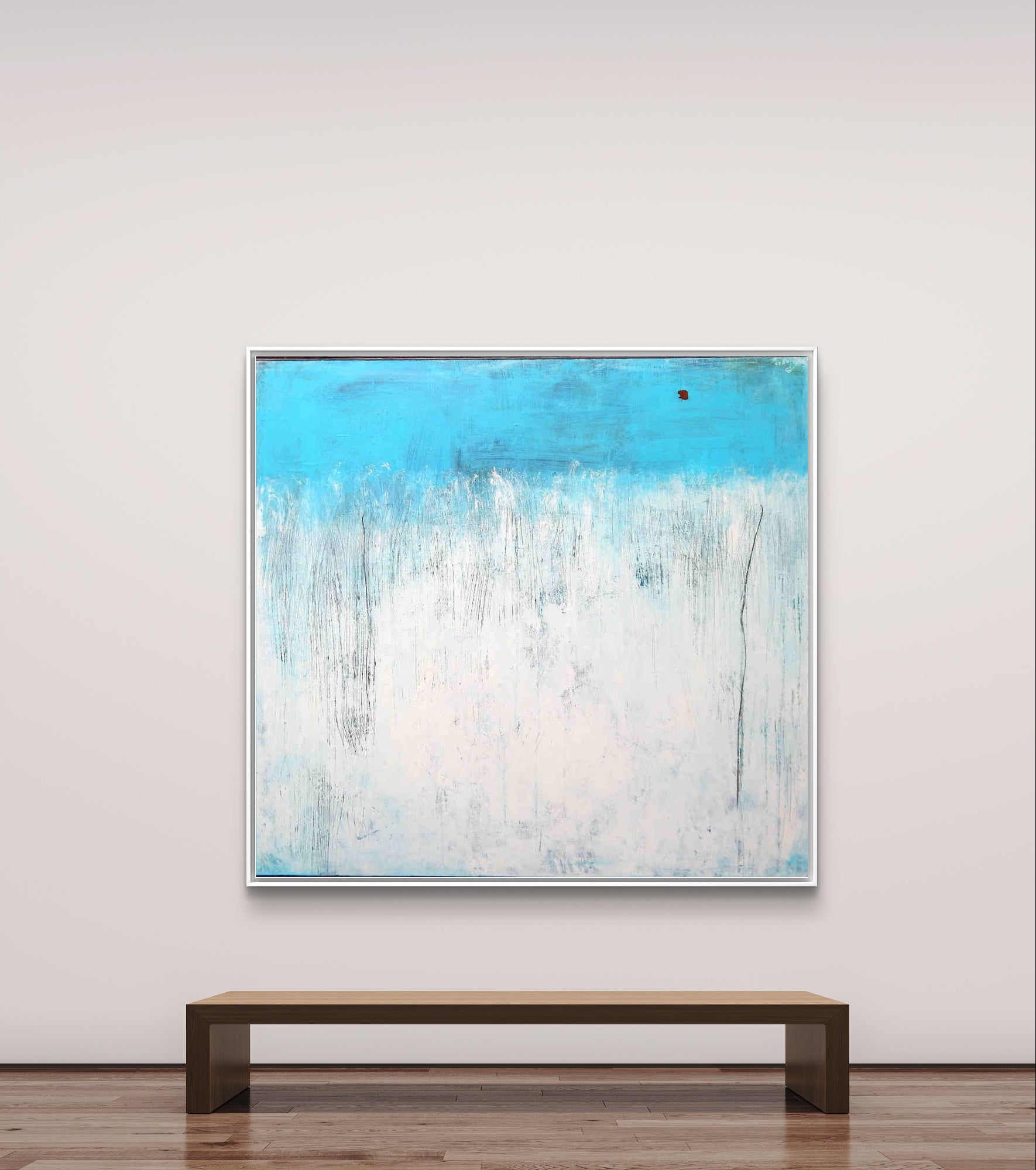 Personalisierte Auftragskunst und Gemälde: ankunft-blaues-weisses-bild-kratztechnik – Kategorie: Originalgemälde – Hersteller: Conny Wachsmann, Artist