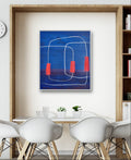 Abstraktes Gemälde Blau – Blaue-auftragsbilder – Kunst für hohe Räume und große Wände
