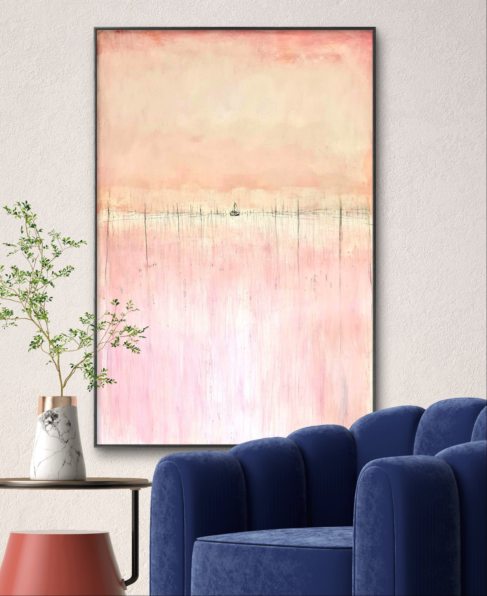 Personalisierte Auftragskunst und Gemälde: gemalde-mit-schiff-in-rosa-und-sehr-gross – Kategorie: Originalgemälde – Hersteller: