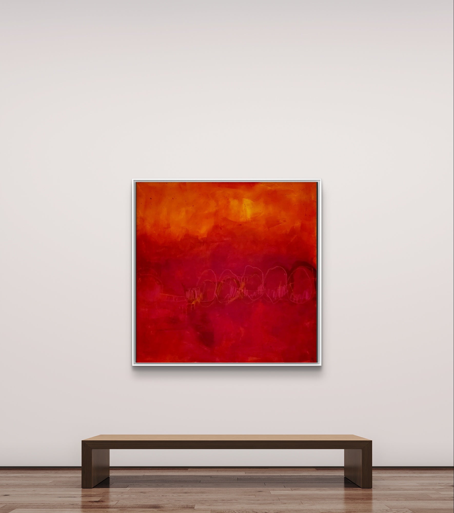 Rotes Bild - Im Fluss der Bewegung nan cm – sofort verfügbares Wandbild in nan, Seitenansicht als Statement Kunst im Esszimmer oder Flur